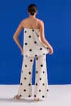 Shop_Zazu_Off White Cotton Bandeau Neck Polka Dot Print Top And Palazzo Set _at_Aza_Fashions