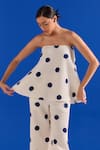 Buy_Zazu_Off White Cotton Bandeau Neck Polka Dot Print Top And Palazzo Set _Online_at_Aza_Fashions