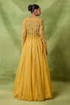 Shop_Awigna_Yellow Organza, Net Embroidery, Beads, Ruhaab Dimensional Jacket Lehenga Set _at_Aza_Fashions