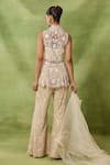 Shop_Awigna_Ivory Organza, Net Embroidery, Beads, Ruffles High Emerald Peplum Top Pant Set _at_Aza_Fashions