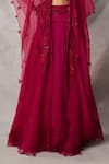 Awigna_Red Organza, Net Embroidery, Sequins Open Gypsum Floral Jacket Lehenga Set _Online_at_Aza_Fashions
