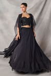 Buy_Awigna_Black Net, Organza Sequins, Beads, Embroidery Open Gypsum Jacket Skirt Set _at_Aza_Fashions