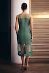 Shop_Studio Radical_Green Organza Embroidery, Sequins Round Neck Terra Dash Dress _at_Aza_Fashions