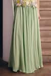 Studio Radical_Green Georgette Embroidery Round Neck Foliage Tie-up Cape And Skirt Set _Online_at_Aza_Fashions