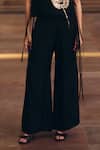 Studio Radical Black Cotton, Silk V-neck Floral Applique Bib And Boot Cut Pant Set Online at Aza Fashions Studio Radical_Black Cotton, Silk V-neck Floral Applique Bib And Boot Cut Pant Set _Online_at_Aza_Fashions