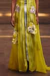 Buy_Studio Radical_Yellow Organza, Silk Applique Round Neck Floral Jacket And Shimmer Skirt Set _Online_at_Aza_Fashions