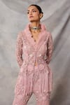 Buy_Awigna_Pink Net Embroidery, Sequins, Beads, Fringe Ukraine Peplum Top And Pant Set _Online_at_Aza_Fashions