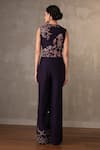 Shop_Onaya_Purple Silk Sequins, Beads, Pearls Embroidered Waistcoat And Wide Leg Pant Set _at_Aza_Fashions