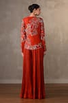 Shop_Onaya_Red Silk Sequins, Beads Sweetheart Neck, Embroidered Jacket Pant Set _at_Aza_Fashions