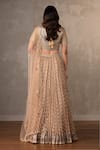 Shop_Onaya_Beige Organza Beads, Stones, Metallic Thread, Badla Moti Lehenga Set _at_Aza_Fashions