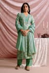 Buy Parshya Green Brocade, Silk, Chiffon Embroidery, Tassels, Foil Woven Kurta Pant Set at Aza Fashions Buy_Parshya_Green Brocade, Silk, Chiffon Embroidery, Tassels, Foil Woven Kurta Pant Set _at_Aza_Fashions
