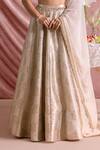 Buy_Parshya_Ivory Chiffon Zari, Embroidery, Sequins, Banarasi Floral Woven Lehenga Set _Online_at_Aza_Fashions