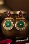Buy_The Bling Girll_Multi Color Stones, Pearls, Crystals Kundan Polki Embellished Earrings _Online_at_Aza_Fashions