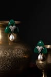 Buy_The Bling Girll_Green Crystals, Pearls Stone Studded Drop Earrings _Online_at_Aza_Fashions