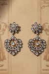 Shop_The Bling Girll_Gold Plated Stones Kundan Embellished Drop Earrings _at_Aza_Fashions