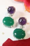 Shop_The Bling Girll_Green Stones, Crystals Double Embellished Drops _at_Aza_Fashions