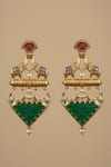 Buy_The Bling Girll_Gold Plated Pearls, Stones Elephant Motif Dangler Earrings _Online_at_Aza_Fashions