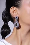 Buy_The Bling Girll_Purple Crystals, Stones Tear Drop Shaped Earrings _at_Aza_Fashions