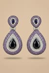 The Bling Girll_Purple Crystals, Stones Tear Drop Shaped Earrings _Online_at_Aza_Fashions