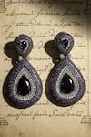 Shop_The Bling Girll_Purple Crystals, Stones Tear Drop Shaped Earrings _at_Aza_Fashions