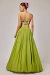 Shop_Krishna Padia_Green Georgette, Lurex, Crepe, Organza Sequins, Hand Blouse Lehenga Set _at_Aza_Fashions