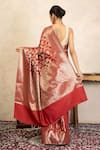 Shop_Zal From Benaras_Red Silk Zari Banarasi Handloom Saree With Unstitched Blouse Piece _at_Aza_Fashions