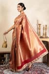 Zal From Benaras_Red Silk, Brocade Zari, Embroidery Banarasi Saree With Unstitched Blouse Piece _Online_at_Aza_Fashions