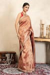 Shop_Zal From Benaras_Red Silk, Brocade Zari, Embroidery Banarasi Saree With Unstitched Blouse Piece _Online_at_Aza_Fashions