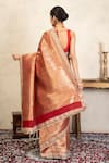 Shop_Zal From Benaras_Red Silk, Brocade Zari, Embroidery Banarasi Saree With Unstitched Blouse Piece _at_Aza_Fashions