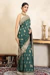 Zal From Benaras Green Silk Zari, Sequins, Fringe Banarasi Saree With Unstitched Blouse Piece Online at Aza Fashions Zal From Benaras_Green Silk Zari, Sequins, Fringe Banarasi Saree With Unstitched Blouse Piece _Online_at_Aza_Fashions