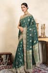 Buy Zal From Benaras Green Silk Zari, Sequins, Fringe Banarasi Saree With Unstitched Blouse Piece Online at Aza Fashions Buy_Zal From Benaras_Green Silk Zari, Sequins, Fringe Banarasi Saree With Unstitched Blouse Piece _Online_at_Aza_Fashions