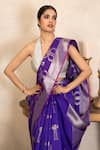 Zal From Benaras_Purple Silk Zari Banarasi Handloom Saree With Unstitched Blouse Fabric _Online_at_Aza_Fashions
