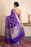 Shop_Zal From Benaras_Purple Silk Zari Banarasi Handloom Saree With Unstitched Blouse Fabric _at_Aza_Fashions