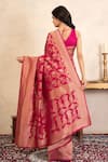 Shop_Zal From Benaras_Pink Silk Zari Banarasi Saree With Unstitched Blouse Fabric _at_Aza_Fashions