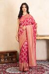 Buy_Zal From Benaras_Pink Silk Zari Banarasi Saree With Unstitched Blouse Fabric _at_Aza_Fashions