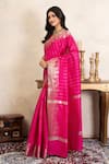 Buy_Zal From Benaras_Pink Silk Zari Banarasi Saree With Unstitched Blouse Fabric _Online_at_Aza_Fashions