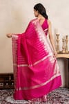 Shop_Zal From Benaras_Pink Silk Zari Banarasi Saree With Unstitched Blouse Fabric _at_Aza_Fashions