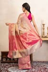 Shop_Zal From Benaras_Pink Silk Zari, Kanjeevaram Banarasi Saree With Unstitched Blouse Fabric _at_Aza_Fashions