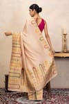 Shop_Zal From Benaras_Pink Silk Zari, Embroidery Banarasi Handloom Saree With Unstitched Blouse Fabric _at_Aza_Fashions