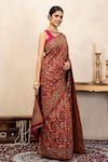 Zal From Benaras_Red Silk Zari, Embroidery Banarasi Meenakari Saree With Unstitched Blouse Fabric _Online_at_Aza_Fashions