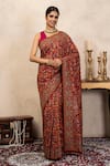 Buy_Zal From Benaras_Red Silk Zari, Embroidery Banarasi Meenakari Saree With Unstitched Blouse Fabric _at_Aza_Fashions