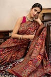 Zal From Benaras_Red Silk Zari, Embroidery Banarasi Meenakari Saree With Unstitched Blouse Fabric _at_Aza_Fashions