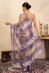 Shop_Zal From Benaras_Lavender Organza Bandhani Print Saree With Unstitched Blouse Fabric _at_Aza_Fashions