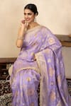 Shop Zal From Benaras Lavender Silk Zari, Banarasi Patola Saree With Unstitched Blouse Fabric Online at Aza Fashions Shop_Zal From Benaras_Lavender Silk Zari, Banarasi Patola Saree With Unstitched Blouse Fabric _Online_at_Aza_Fashions