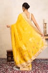 Shop_Zal From Benaras_Yellow Silk Zari, Sequins, Banarasi Handloom Saree With Unstitched Blouse Fabric _at_Aza_Fashions