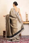 Shop_Zal From Benaras_Black Brocade, Silk Zari, Banarasi Handloom Saree With Unstitched Blouse Piece _at_Aza_Fashions