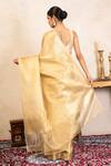 Shop_Zal From Benaras_Gold Silk Zari Kanjeevaram Saree With Unstitched Blouse Fabric _at_Aza_Fashions