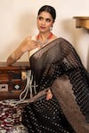Zal From Benaras_Black Silk Zari, Banarasi Handloom Saree With Unstitched Blouse Fabric _Online_at_Aza_Fashions