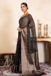 Buy_Zal From Benaras_Black Silk Zari, Banarasi Handloom Saree With Unstitched Blouse Fabric _Online_at_Aza_Fashions