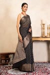 Shop_Zal From Benaras_Black Silk Zari, Banarasi Handloom Saree With Unstitched Blouse Fabric _Online_at_Aza_Fashions